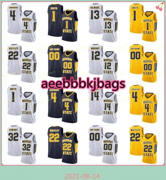 

ncaa college murray state racers basketball jersey 11 smith 12 ja morant 13 devin gilmore 14 jaiveon eaves 2 chico carter custom stitched, Black
