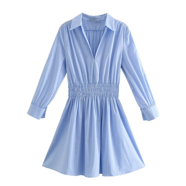 

hsa european and american summer wind women's long sleeve striped shirt dress 8072 210716, Black;gray
