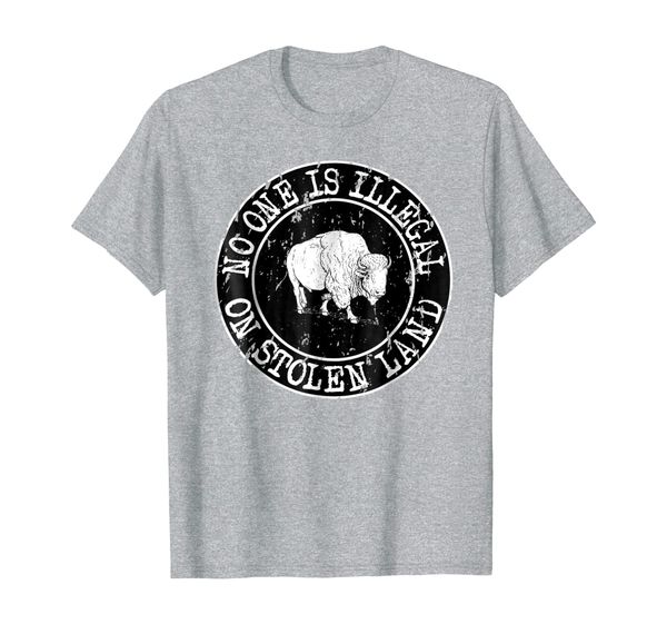 

no one is illegal on stolen land - 4th of july bison t shirt, White;black