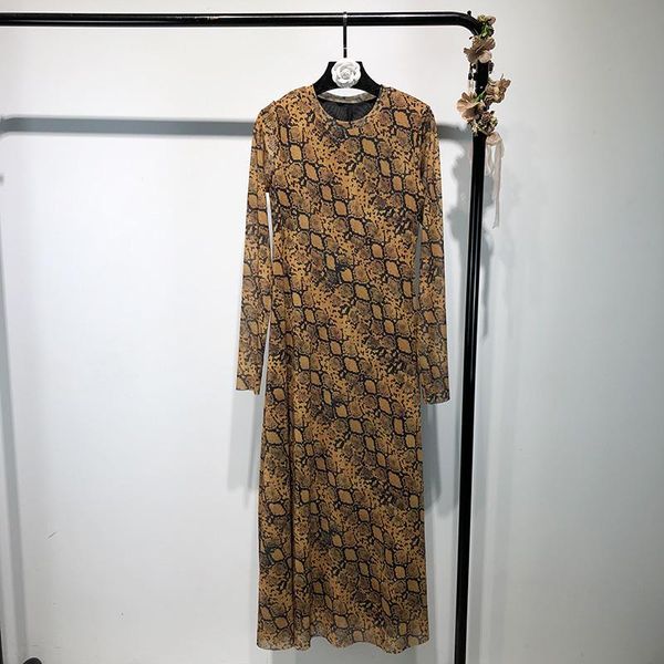 

casual dresses temperament feminine animal print tulle long sleeve dress, Black;gray