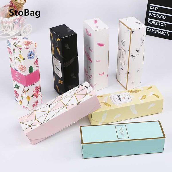 Stobag 5 Pz / lotto Pineapple Cake Box Packaging Box Birthday Party Event Christmas Handmade Regalo Cookies Nougat Paper Paper Flip Box 210602