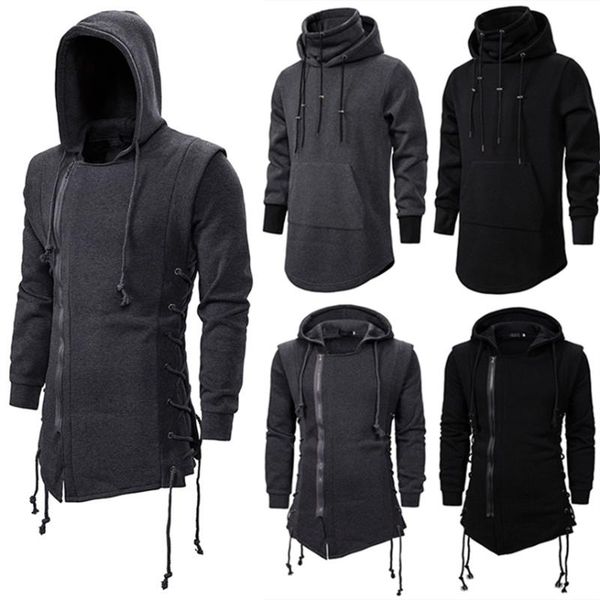 

men's hoodies & sweatshirts autumn medieval clothes cosplay costumes viking pirate nordic linen shirt renaissance mens retro t-shirt, Black