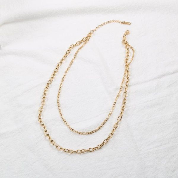 

pendant necklaces stainless steel irregular high sense thick chain double-layer necklace for women's gothic style accessories pendants j, Silver