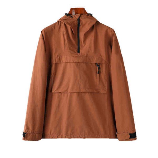 

men's jackets mens jacket spring autumn coat windrunner hooded half zip pocket stylist sports windbreaker casual zipper coats man outer, Black;brown