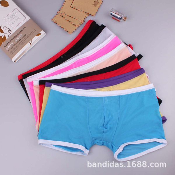 

bandas breathable mh fun men's boxer underwear middle waist u-convex nylon flatpants, Black;white