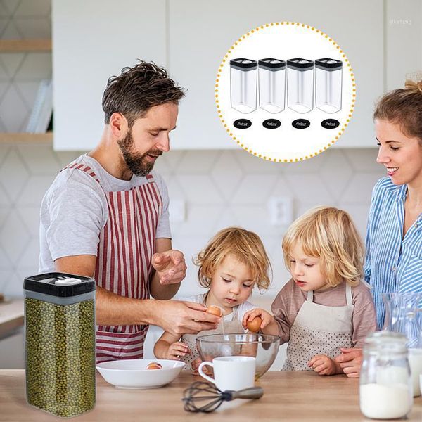 

storage bottles & jars large capacity kitchen tank 4pc plastic grain container with easy-locking lid 24 labels simple