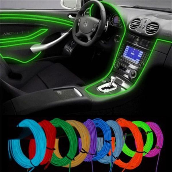 

strips 1m/2m/3m/5m car interior lighting led strip decoration garland wire rope tube line flexible neon light with cigarette drive