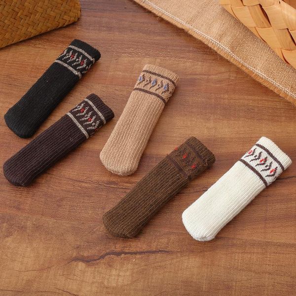 

chair covers 4pcs table and leg floor protectors knitting foot pad wear-resistant non-slip socks for home decor