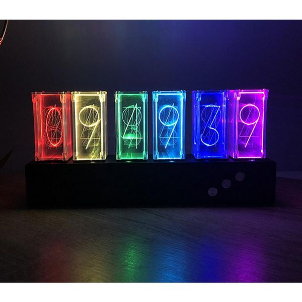 

desk & table clocks led pseudo glow tube rgb light luxury creative clock living room deskbedroom use night lamp boys girls birthday gift