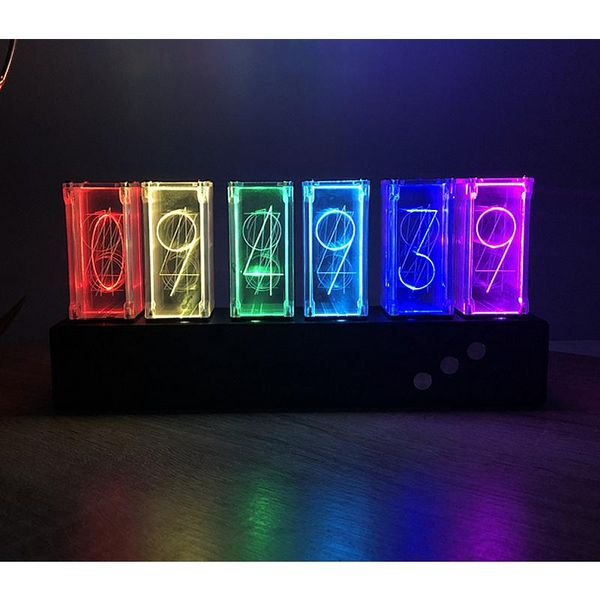 Столовые столы Столденные светодиодные псевдо светящиеся трубка RGB Light Luxury Creative Clock Living Room Desktop Спальня Использование ночной лампы для мальчиков девочки подарки на день рождения подарок