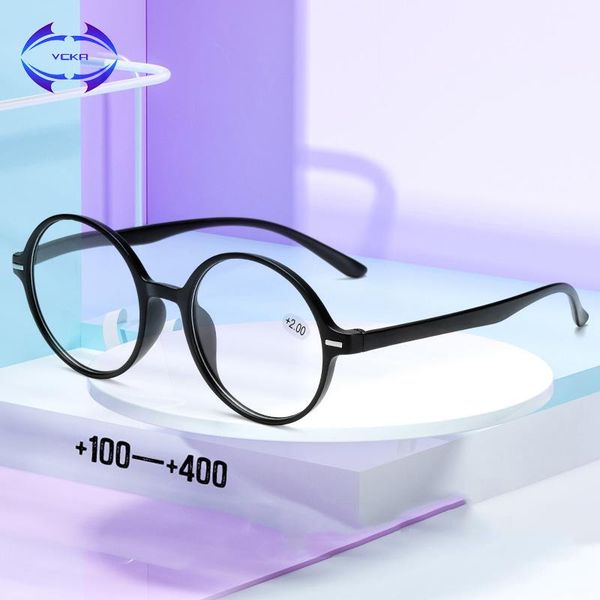 

sunglasses vcka women round reading eyeglass men vintage glasses weight with plastic hinge easy to carry eyewear +1.00 +4.00, White;black