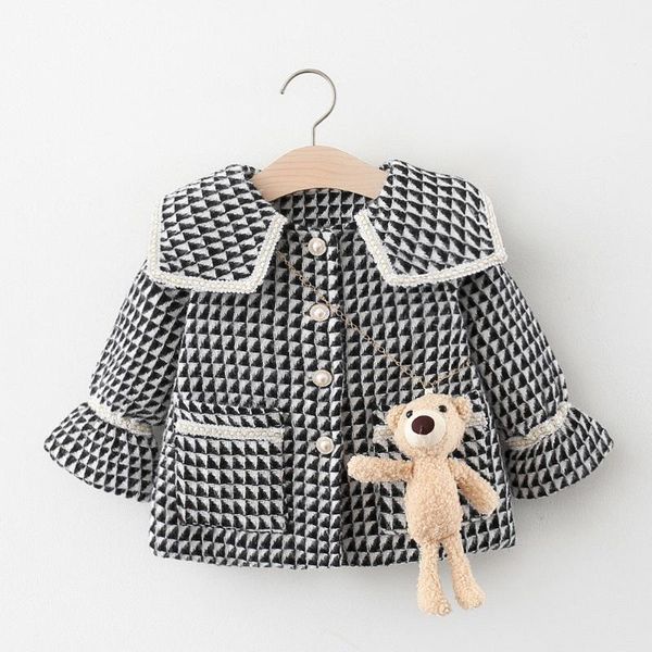 

jackets 2021 girls jacket children's coat with bear autumn and winter, Blue;gray