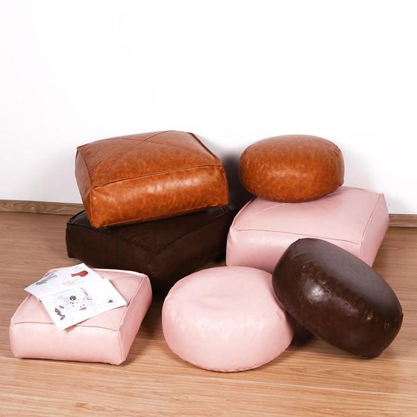 

cushion/decorative pillow real cowhide leather handmade morocco pouf , home decoration seat without core. removable cushion case gift