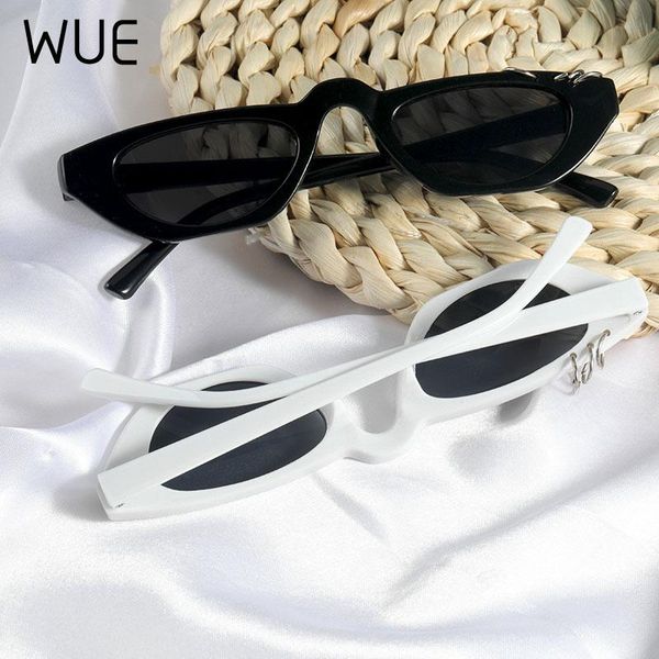 

sunglasses 2021 rectangular women fashion trend retro small ring glasses designer cat eye, White;black