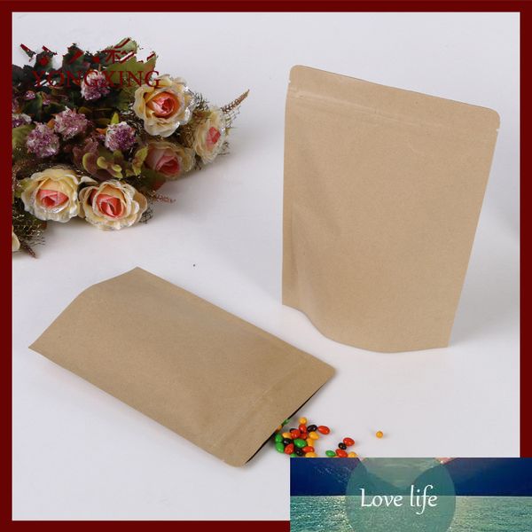 20 * 30 + 5 10 pcs Brown Self Kraft sacos de papel de pé para presentes doces e doces comida de comida de jóias de jóias