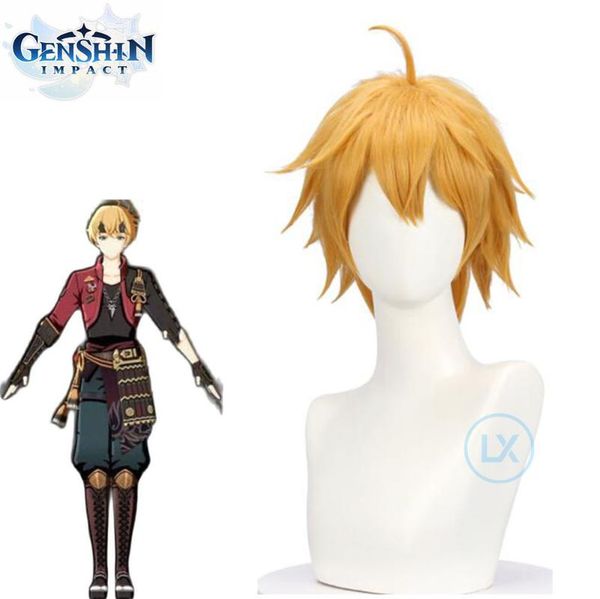 

other event & party supplies genshin impact tohma cosplay 56cm hair light brown wig anime wigs heat resistant synthetic gifts