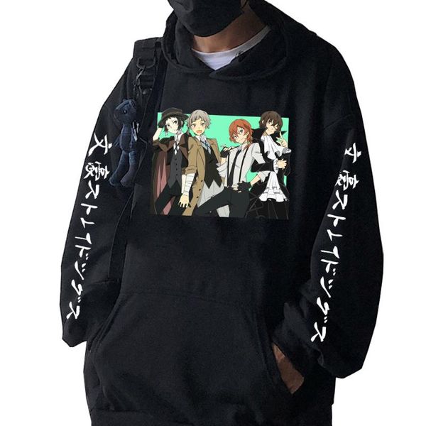 

men's hoodies & sweatshirts anime bungo stray dogs dazai osamu chuuya and nakajima atsushi hoodie casual clothes sweatshirt, Black