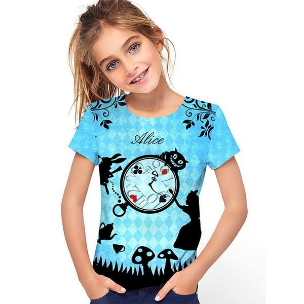 

clock pattern children 3d printed t-shirt animal print summer daily sports round neck short sleeve high quality, Blue
