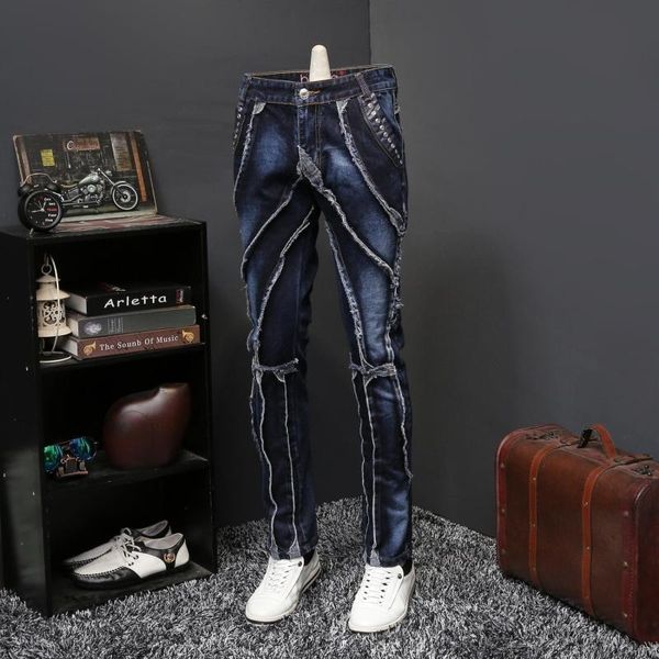 

men's jeans 2021 autumn male personality self-cultivation directly canister long pants tide brand designer erkek jean pantolon, Blue