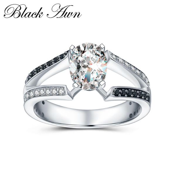 

cluster rings [black awn] wedding for women 925 sterling silver fine jewelry trendy engagement ring size 6 7 8 c018, Golden;silver