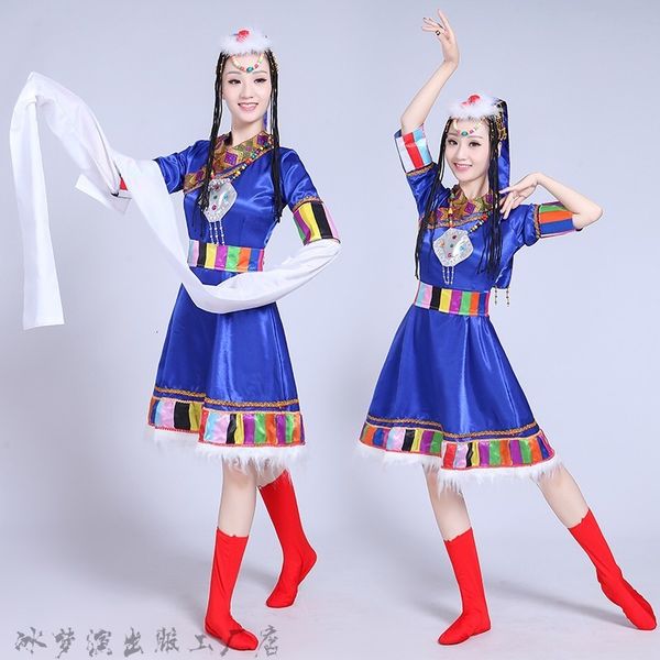 

xinjaing dance costumes woman ethnic minority mongolia long sleeve chinese folk dancewear, Black;red