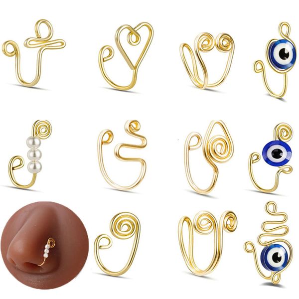 

perforated style u-shaped puncture jewelry devil eye crystal cover