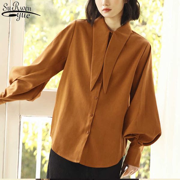

cotton woman shirt casual plus size blouse women autumn solid lady elegant full korean office lady clothes 10471 210527, White