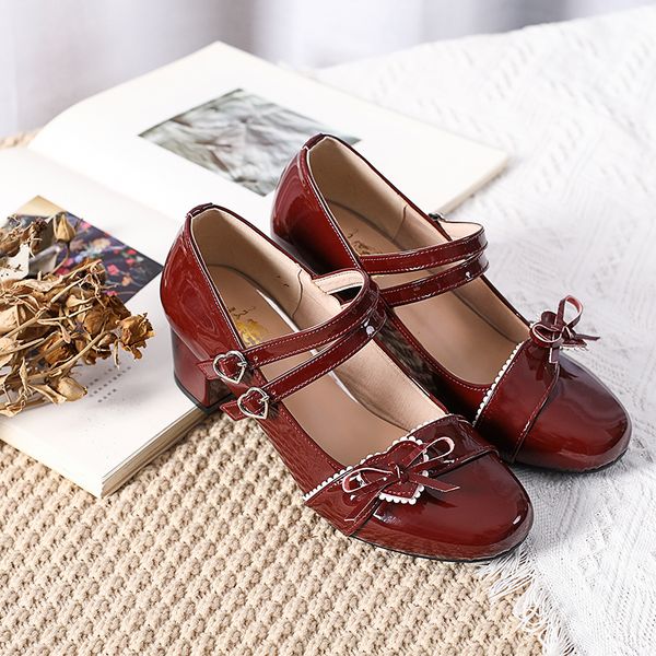 

pu bowknot sweet girls kawaii tea beautiful japanese buckle party anime lolita women's shoes harujuku female gothic cosplay 7wt9, Black