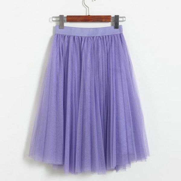 

2021 spring summer women tulle skirts preppy style elastic waist ladies casual lolita tutu pleated a line skirts jupe faldas1, Black