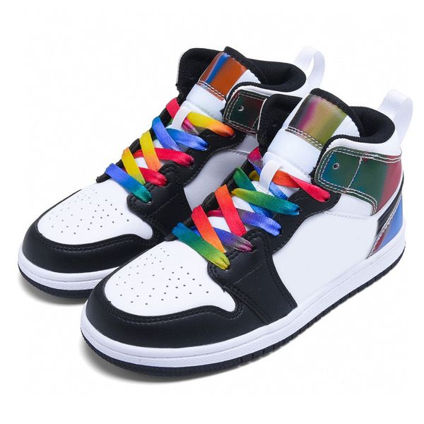 

baby kids basketball shoes 1s high og jumpman 1 hyper royal shadow court purple university military blue electro orange trainers sneakers si, Black