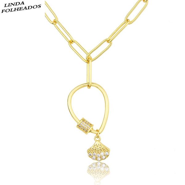 

LINDA FOLHEADOS New Design Jewelry Unique Gold Combination Tag Sweater Copper Zircon Mosaic Oval Fan Shape Mom's Birthday Gift, Silver