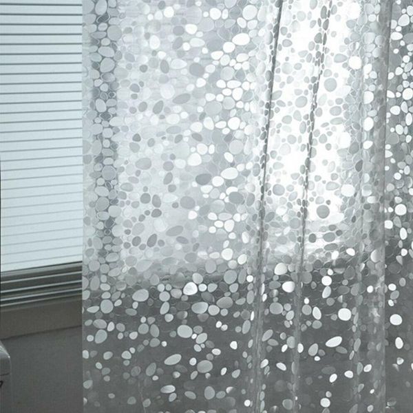 

shower curtains cobblestone peva waterproof moldproof transparent white clear 3d bathroom decor curtain