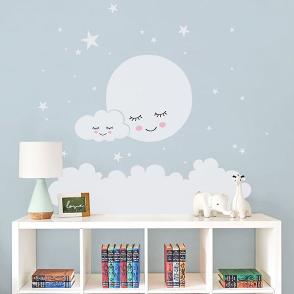 Luna stelle Adesivo Nube Nursery Wall Stickers Per bambini Camera Decal Nursery Wall Sticker ragazze vinile decorativo bambini T180838 210308