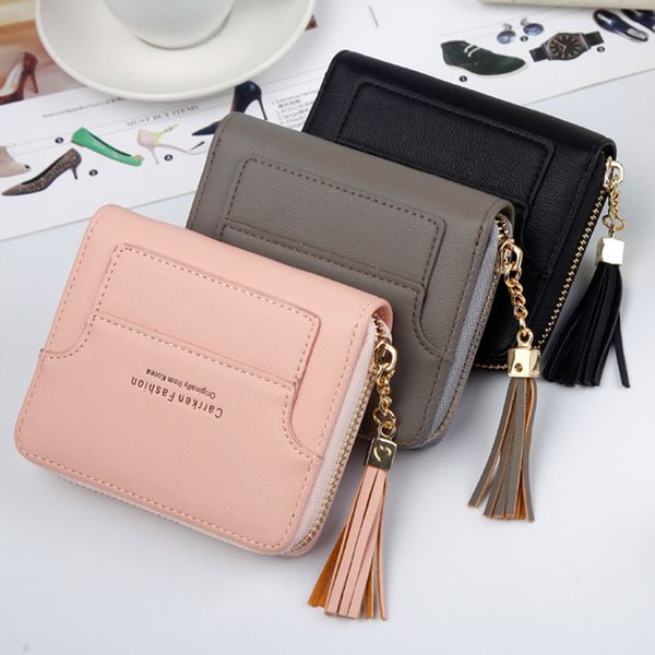 

salemini on kwastje rits walloon short wallat fashion cardholder tas letters forwarding women wallets small mode cash tasks, Red;black