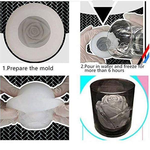 

3d sile rose shape ice cubes mold mould for cocktails drink iced tea kit qylssr