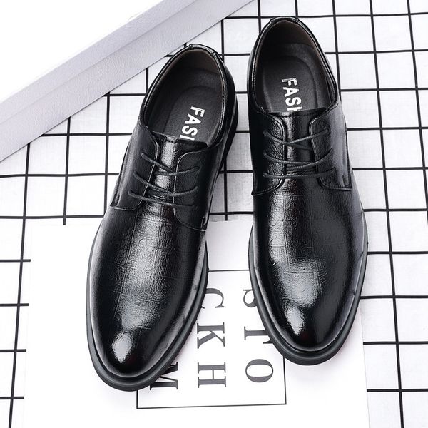 

2021 men's sho spring and autumn busins drs leather soft surface fashion comfortable casual, Black