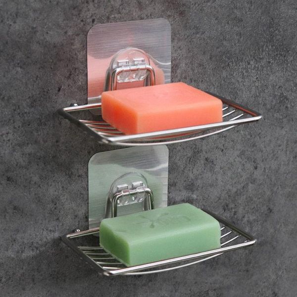 

bath accessory set 1 pcs stainless steel soap dish drain wall hanging holder bathroom shelf sucker shower tray accessories
