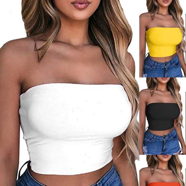 

women off shoulder crop casual solid wrapped chest bralet tank crop cami 2021, White