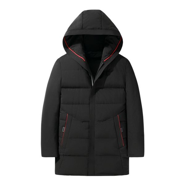 

down jacket 2021 men's medium and long white duck winter thickened warm coat hooded, Black