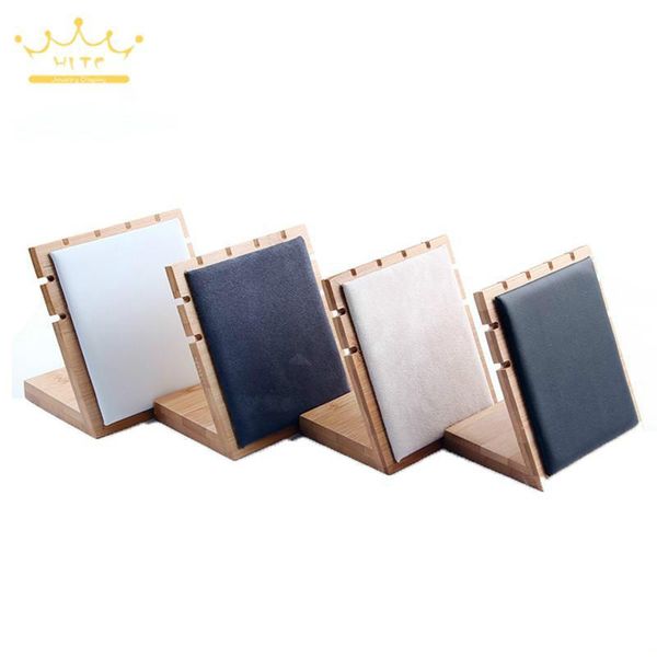 

jewelry pouches, bags bamboo display rack storage earrings necklace pendant counter stand organizer, Pink;blue