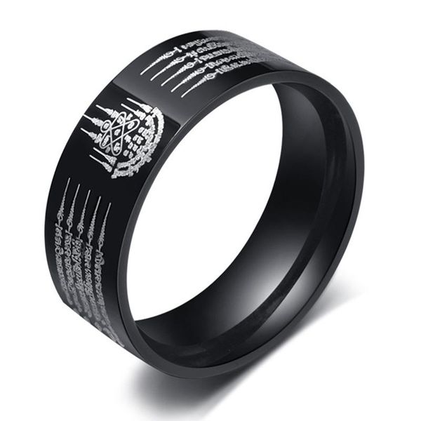 

wedding rings 8mm scripture ring black titanium steel prayer for women men fashion jewelry gift, Slivery;golden