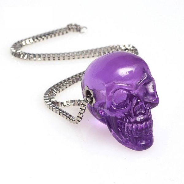 

pendant necklaces skull necklace punk chain gothic biker purple for men women party gifts, Silver