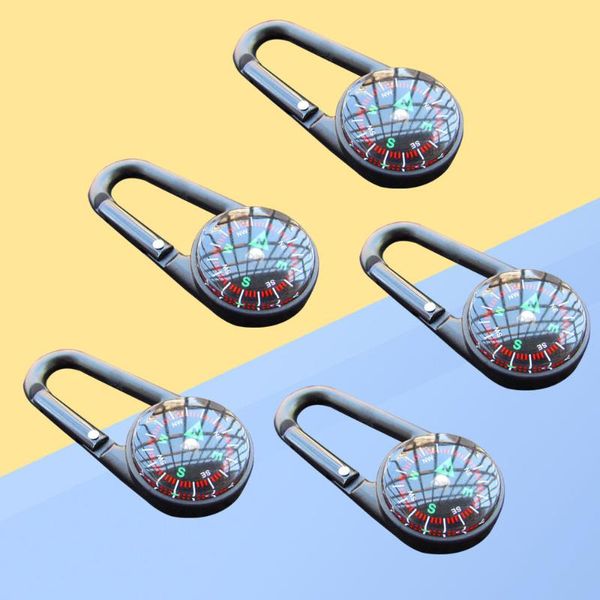 

outdoor gadgets 5pcs mini compass camping hiking travel carabiner children's small gift abs keychain bottle