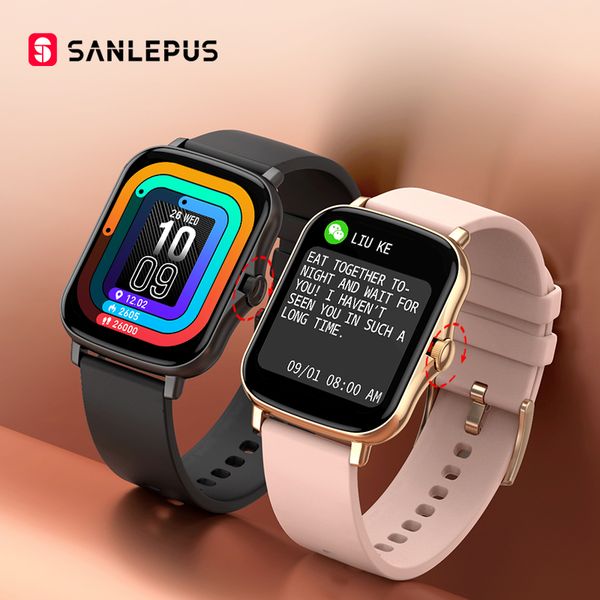 

sanlepus 2021 new smart watch waterproof fitness bracelet men women smartwatch heart rate monitor gts 2 for android apple xiaomig, Slivery;brown