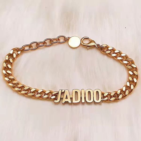 

75%off outlet 2021 family brass fashion simple thick chain letter bracelet z8jh, Silver