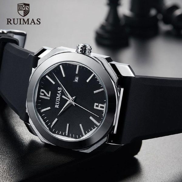 

wristwatches ruimas men's silicone sport quartz watches waterproof analogue wristwatch clock man 2021 brand relogios masculino 525g, Slivery;brown
