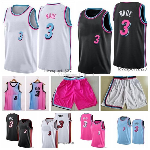 

men dwayne 3 wade jersey dwayne wade #3 2020 2021 new blue pick city vice basketball jersey, Black;red
