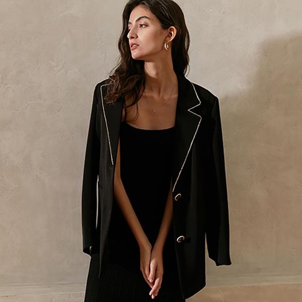 

women's suits & blazers big size women pearls button blazer lapel long sleeve loose fit jacket fashion tide spring autumn 2021 1dd1399, White;black