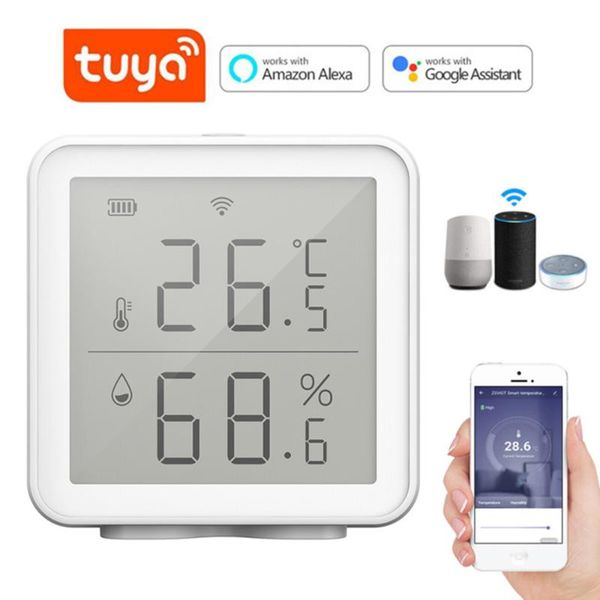 

smart home control wifi temperature and humidity sensor tuya thermometer meter work with alexa google