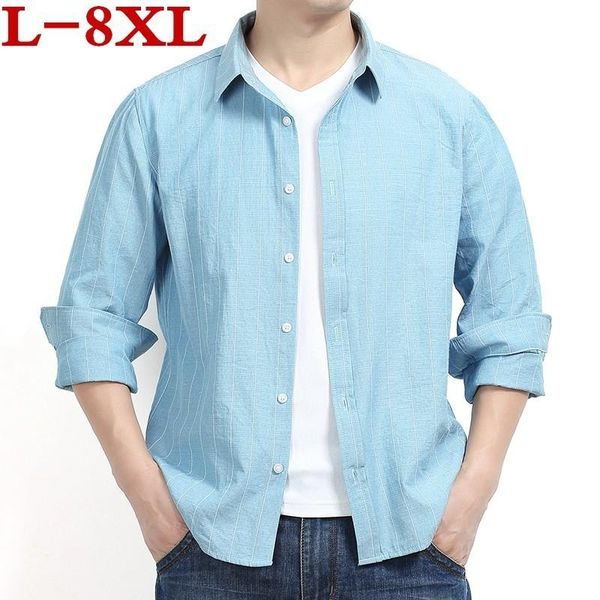 

long plaid 7xl sleeve 2021 spring brand checkered shirt cotton mens casual shirts men plus size slim fit, White;black